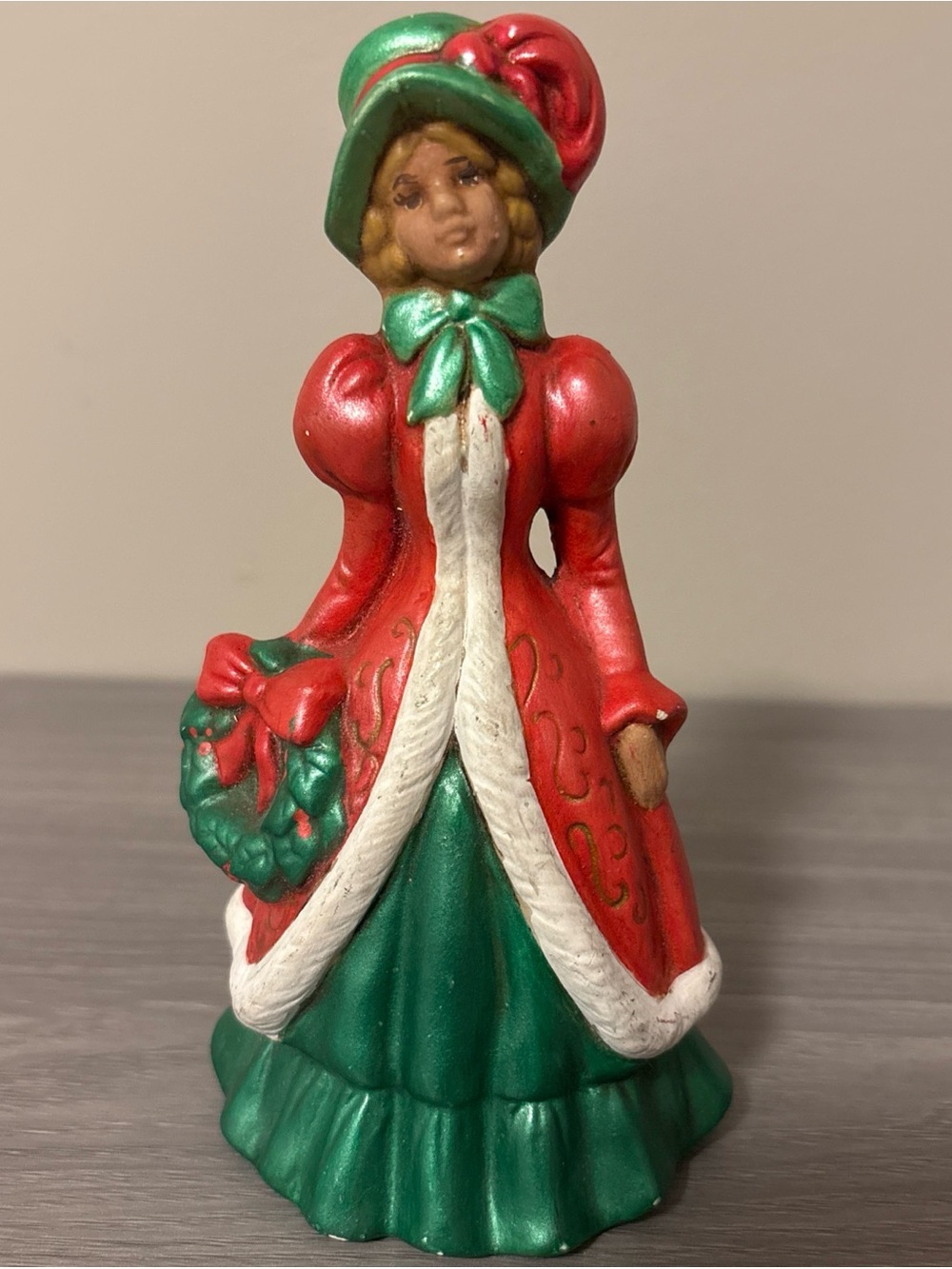 Victorian Holiday Caroler Figurine in Red and Green